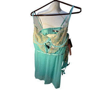 Oh La La Cheri Sheer Lace Babydoll Lingerie Chemise & Thong Boudoir 2X Boudoir